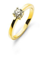 Solitär Ring Gelbgold 750 4-Griff-Fassung 0.20 ct.
