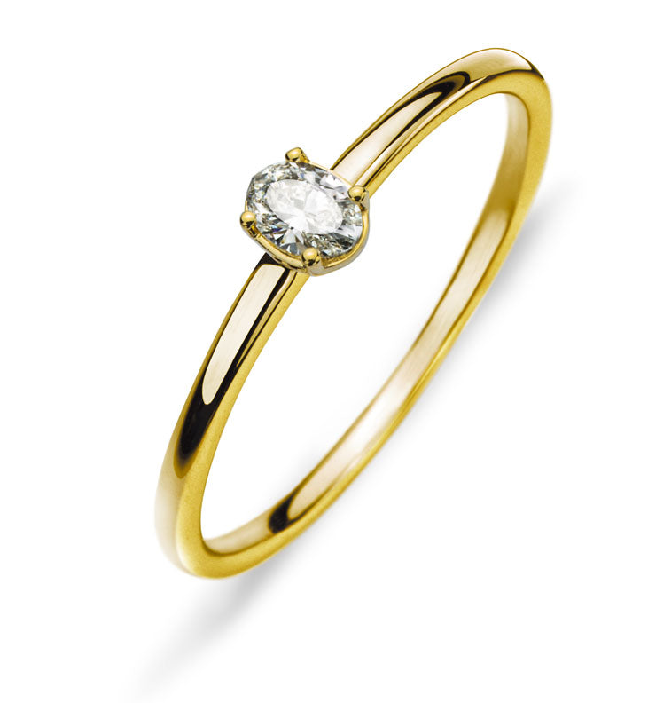 Ring Solitär Gelbgold 750 0.14 ct. H-SI oval