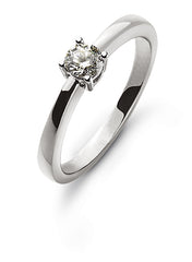 Solitär Ring 4-Grifffassung Weissgold 750 Diamant 0,15 ct.