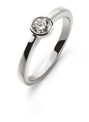 Solitär Ring Zargenfassung Weissgold 750 Diamant 0,15 ct.