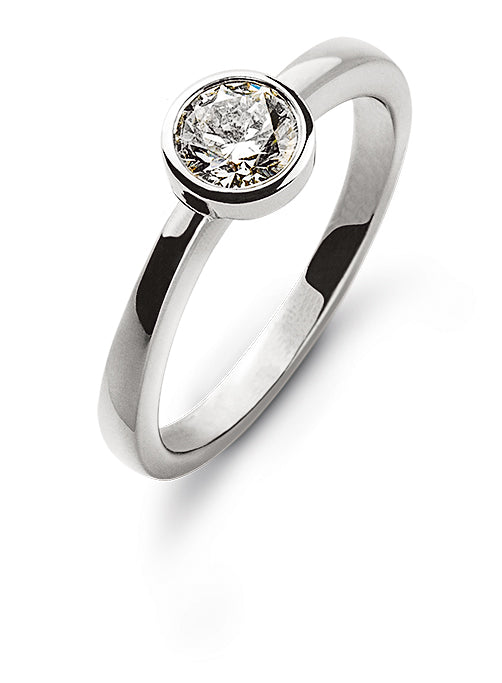 Solitär Ring Zargenfassung Weissgold 750 H SI 0.25 ct.