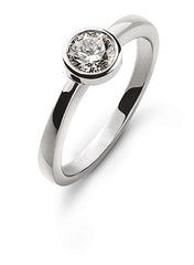 Solitär Ring Zargenfassung Weissgold 750 H SI 0.25 ct.