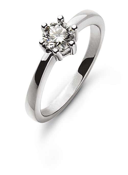 Solitär Ring 6-Griff-Fassung Weissgold 750 H SI 0.50 ct.