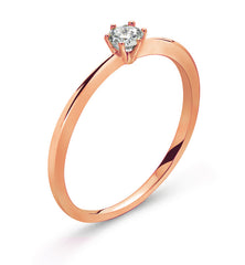 Solitär Ring 6-Griff Fassung Rotgold 750 H/SI 0.15ct.