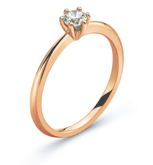 Solitär Ring 6-Griff Fassung Rotgold 750 H/SI 0.25ct.