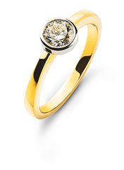 Solitär Ring Bicolor 750 Zargen Diamant 0,25 ct.