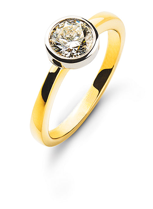 Solitär Ring Bicolor 750 Zargen Diamant 0,50 ct.