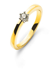 Solitär Ring Bicolor 750 6-Griff Diamant 0,10 ct.