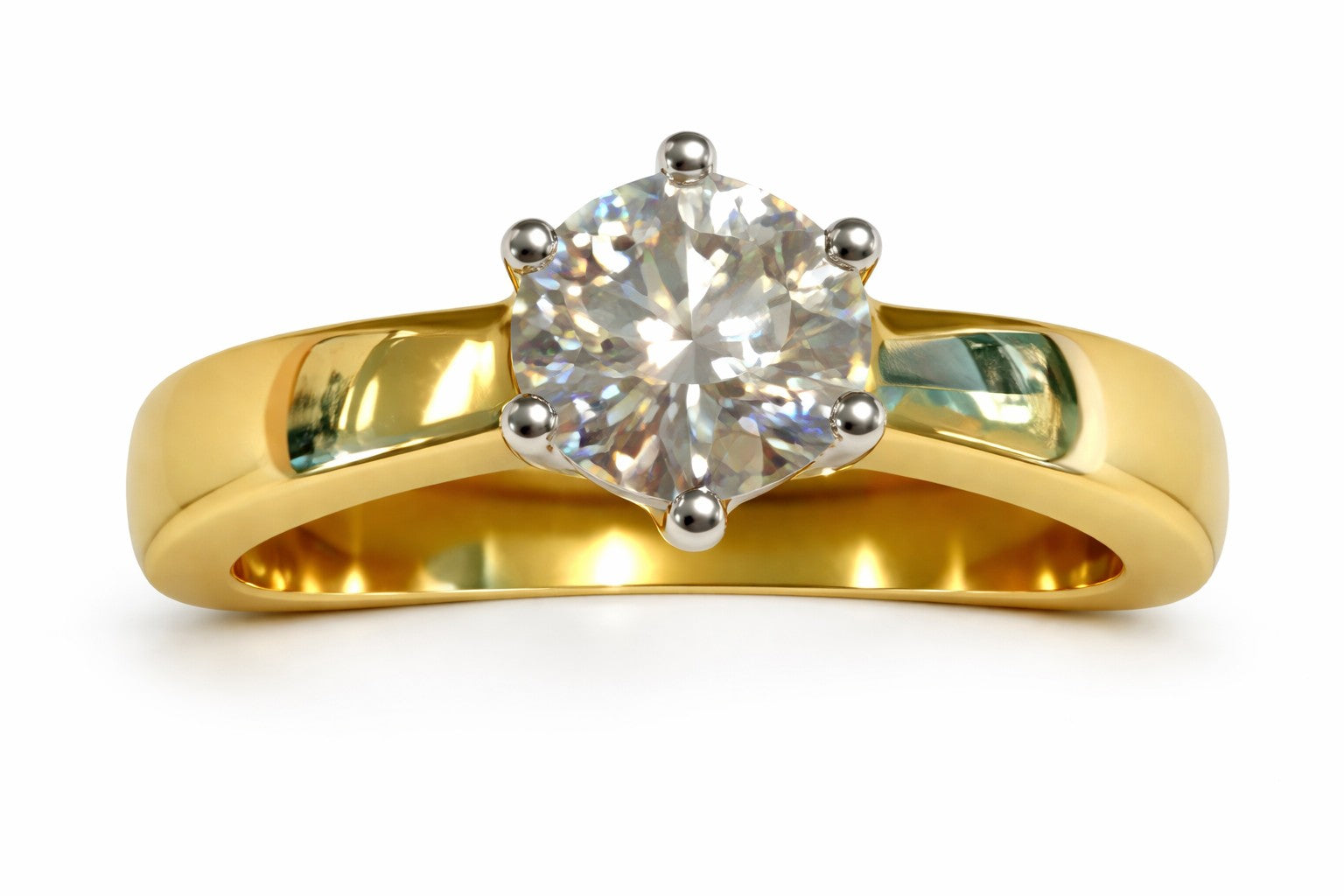 Solitär Ring Bicolor 750 mit 6-Griff-Fassung H SI 1.00ct.