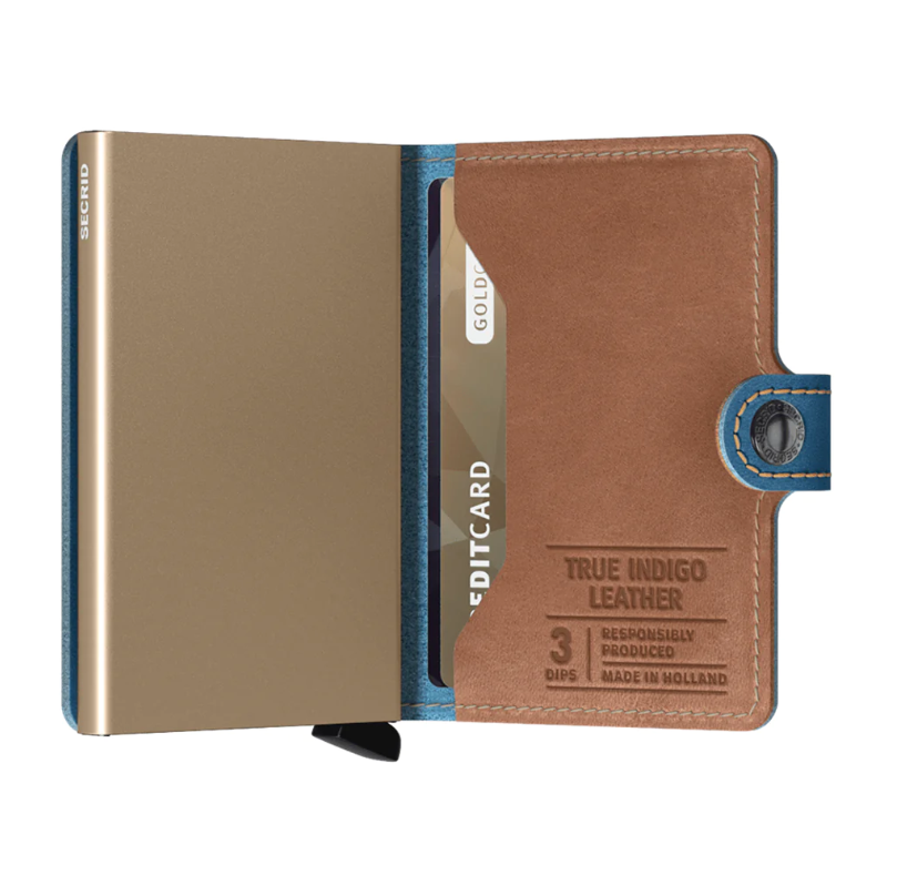 Secrid Miniwallet Indigo 3 Sand mit Gravur - MIn-3-Sand