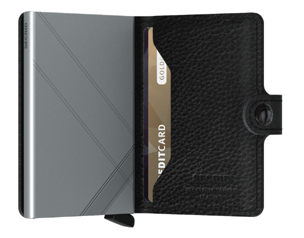 Secrid Miniwallet Stitch Linea Black mit Gravur - MSt-Linea Black