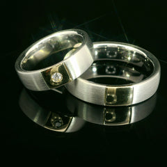 Partnerringe Silber 925 / 18 Karat - 750 Gold - SG - 128/5