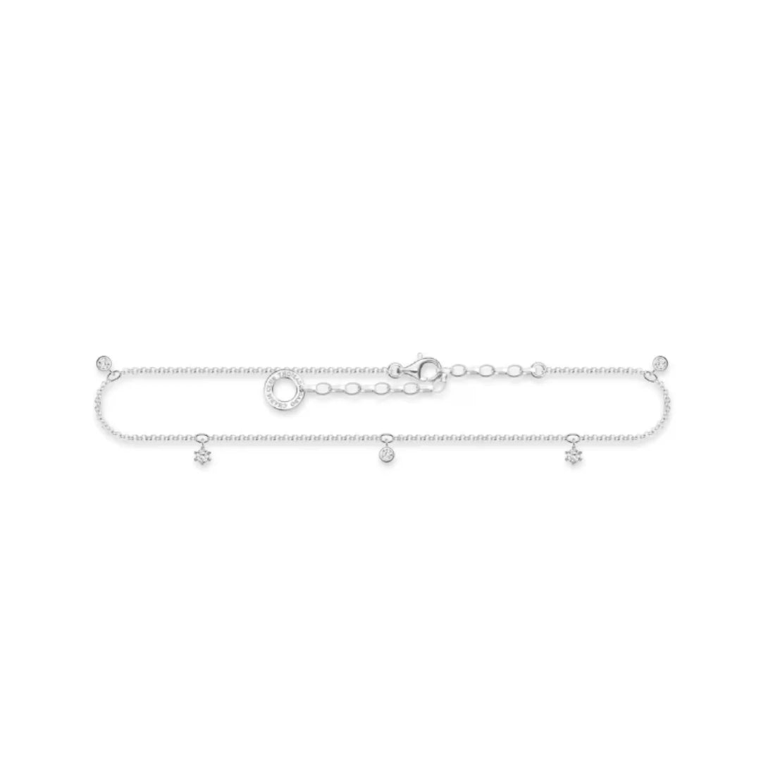 Thomas Sabo Charm Club Damen Fusskette Weisse Steine Silber - AK0024-051-14-L27V