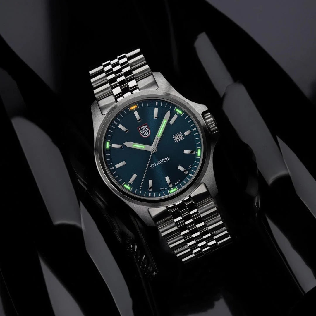Luminox Dress Field 43mm Sport Uhr Edelstahl Blau
