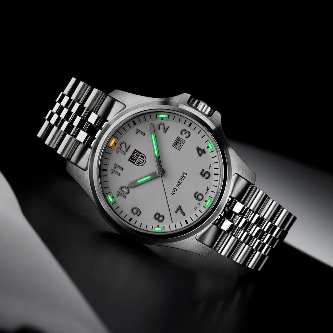 Luminox Dress Field 43mm Sport Uhr Edelstahl Weiss