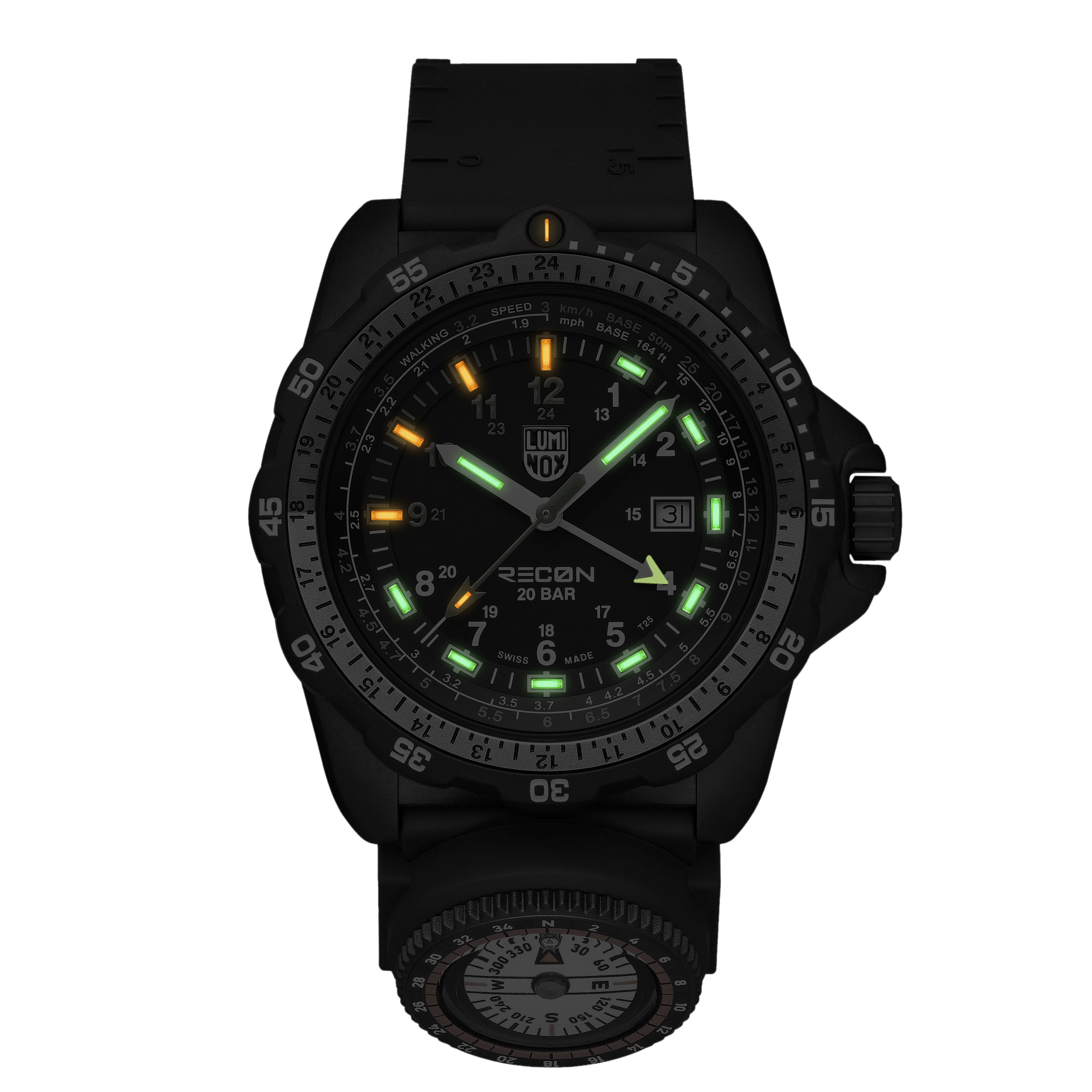 Luminox Recon Nav Spec 46mm Outdoor Uhr Set Schwarz