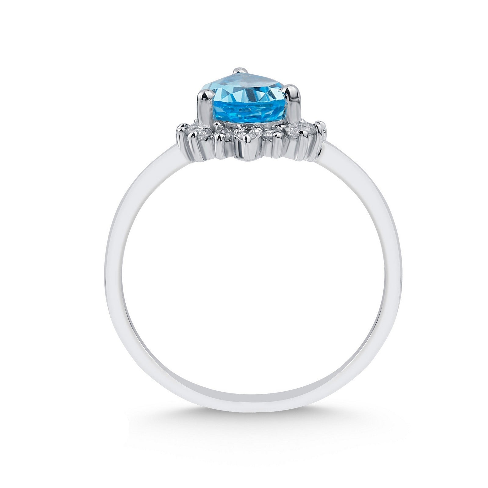 Weissgold-Ring mit Diamanten und Blautopas - YZ0002374