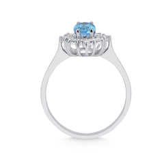 Weissgold-Ring mit Diamanten und Blautopas - YZ0002586