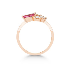 Roségold-Ring mit Diamanten und Turmalin - YZ0002791