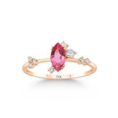 Roségold-Ring mit Diamanten und Turmalin - YZ0002794