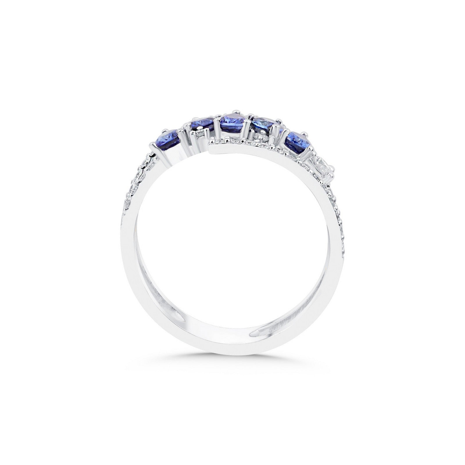 Weissgold-Ring mit Diamanten und Saphir - YZ0002807