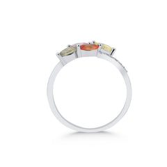 Weissgold-Ring mit Diamanten und Saphir - YZ0002889