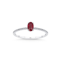 Weissgold-Ring mit Diamanten und Rubin - YZ0003017
