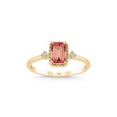 Gelbgold-Ring mit Diamanten und Rubin - YZ0003021