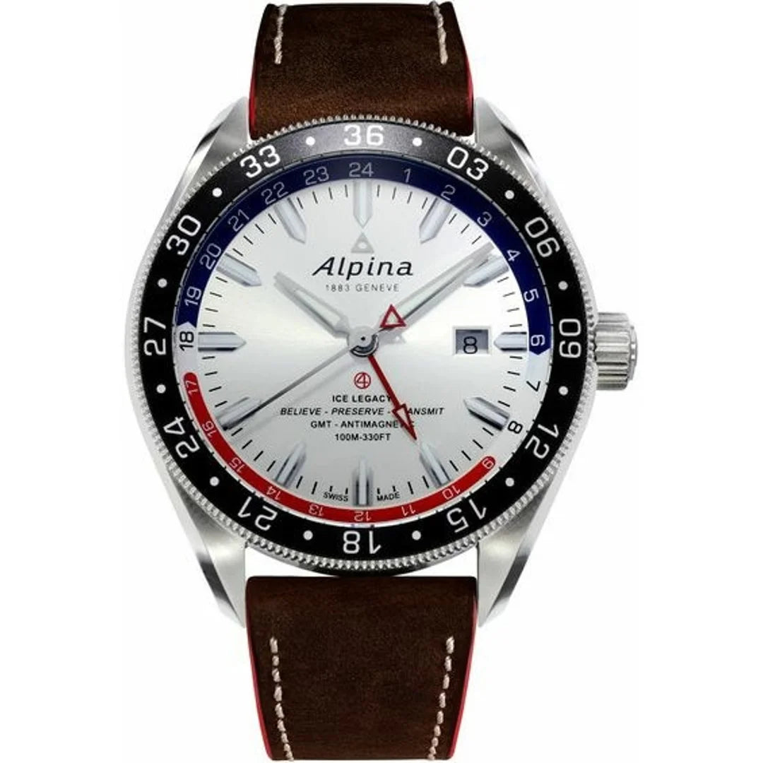 Alpina Alpiner 4 GMT Business Timer Automatic Braun Lederband Herrenuhr