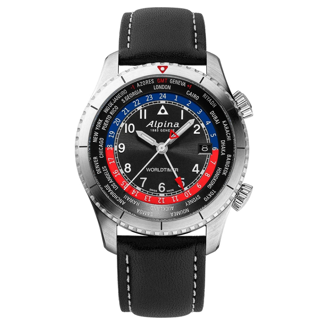 Alpiner Startimer Pilot Quartz Worldtimer Herrenuhr - AL-255BRB4S26