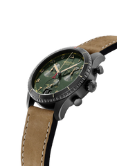 Alpiner Startimer Pilot Quartz Chronograph Big Date Green Herrenuhr - AL-372GR4FBS26