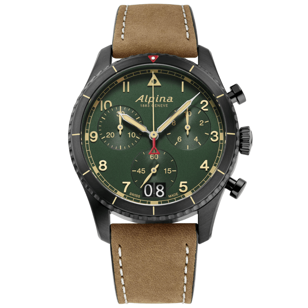 Alpiner Startimer Pilot Quartz Chronograph Green Herrenuhr - AL-372GR4FBS26