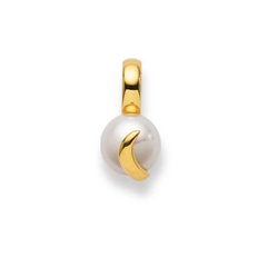 Anhänger in 18 Karat Gelbgold, Süsswasserperle Bouton Weiss, 7.5-8 mm