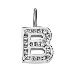 Anhänger Silber 925 weiss Buchstabe B poliert rhodiniert mit Zirkonia - 6256.08989/0200