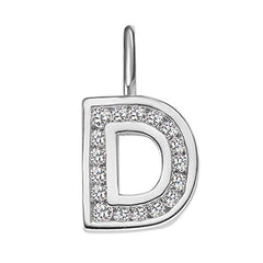 Anhänger Silber 925 weiss Buchstabe D poliert rhodiniert mit Zirkonia - 6256.08989/0400