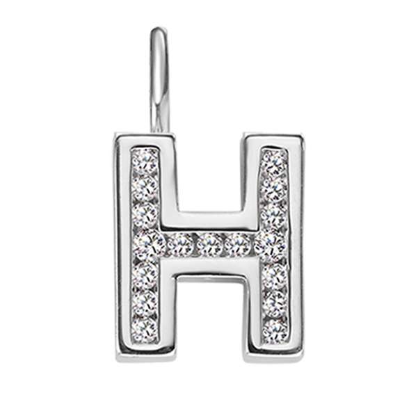 Anhänger Silber 925 weiss Buchstabe H poliert rhodiniert - 6256.08989/0800