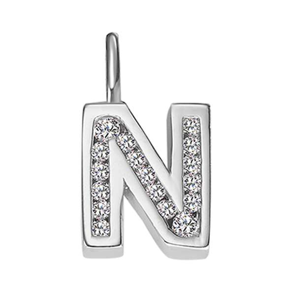 Anhänger Silber 925 weiss Buchstabe N poliert rhodiniert  - 6256.08989/1400