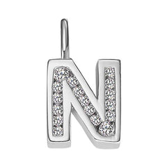 Anhänger Silber 925 weiss Buchstabe N poliert rhodiniert  - 6256.08989/1400
