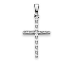 Anhänger Silber 925 weiss Kreuz poliert rhodiniert mit Zirkonia – 6258.03295/0001