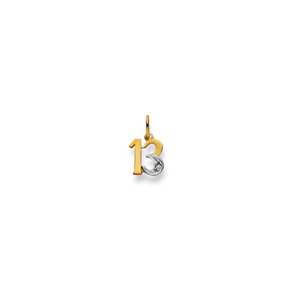 Anhänger Zahl 13 Bicolor Gelbgold-Weissgold 750 Gold - 1556.06965/0003