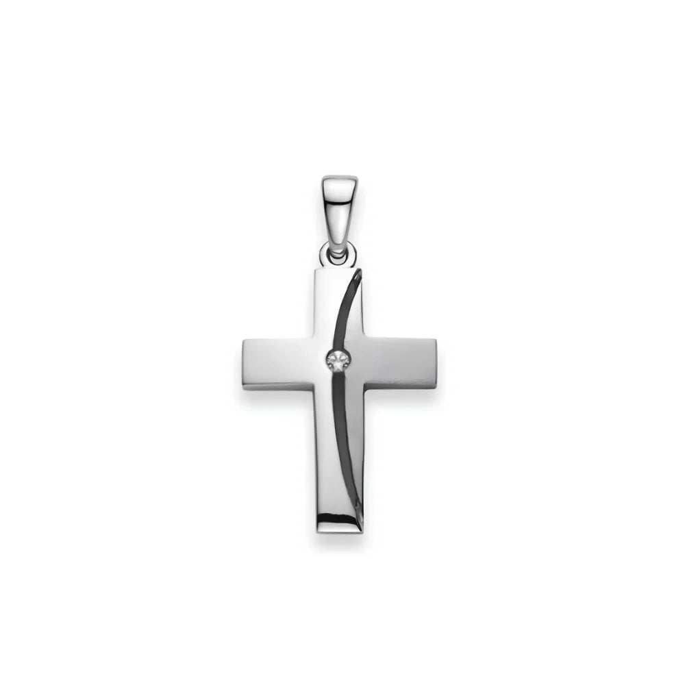 Kreuz Anhänger 925 Silber Zirkonia Rhodiniert 21x15 mm - 6258.03083/0001