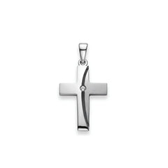 Kreuz Anhänger 925 Silber Zirkonia Rhodiniert 21x15 mm - 6258.03083/0001