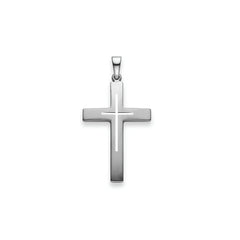 Kreuz Anhänger 925 Silber Matt/Poliert Rhodiniert 28x19 mm - 6258.03311/0001
