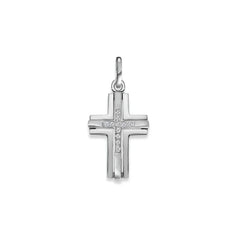 Kreuz Anhänger 925 Silber Zirkonia Matt/Poliert Rhodiniert 19x13 mm - 6258.03502/0001
