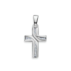 Kreuz Anhänger 925 Silber Zirkonia Poliert Rhodiniert 16.5x12 mm - 6258.03505/0001