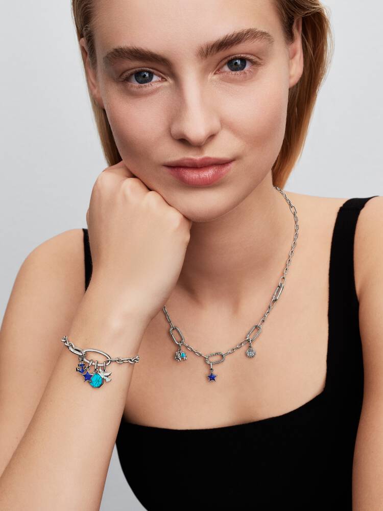 Aufklappbare Ovale Gliederketten-Armband Sterling-Silber - 594678C00
