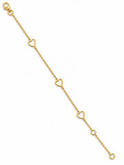 Baby Kinder Gelbgold Armband mit 3 Herzen