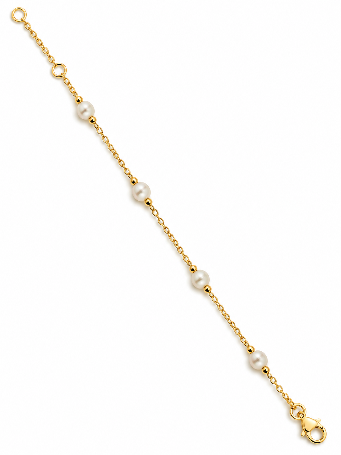 Baby Kinder Gelbgold Armband mit 4 Perlen