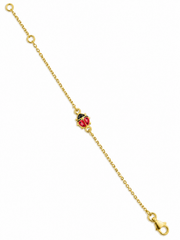 Baby Kinder Gelbgold Armband mit Marienkäfer