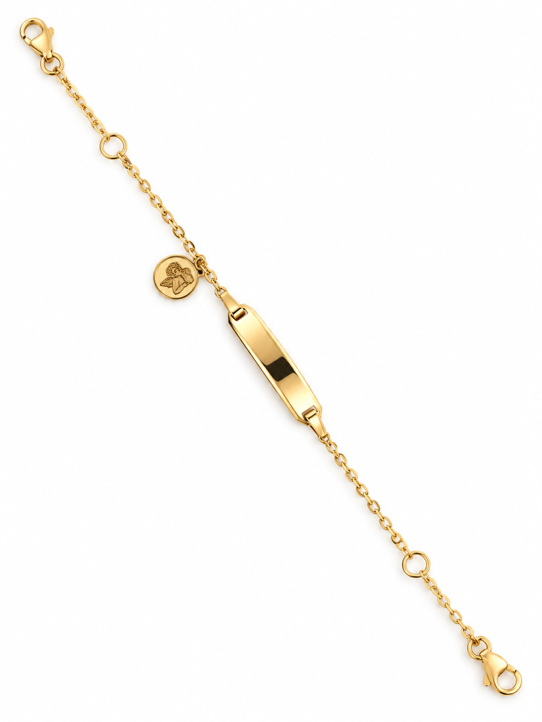 Baby Kinder Gelbgold ID-Armband mit Schutzengel Gratis Gravur